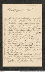 Nachlass Franz Steindachner, Brief von V. Pregl an Franz Steindachner (24.04.1884), Inv.Nr. 406.02, Seite 1